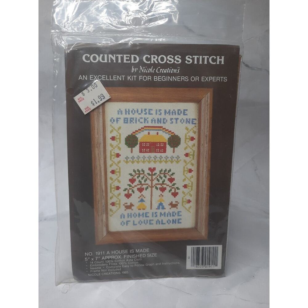 Nicole Creations Counted Cross Stitch Kit A House Is Made 1911 5x7 1985